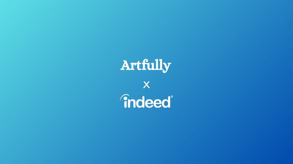 Artfully Media and Indeed. Blue background with Artfully and Indeed logo on the top.