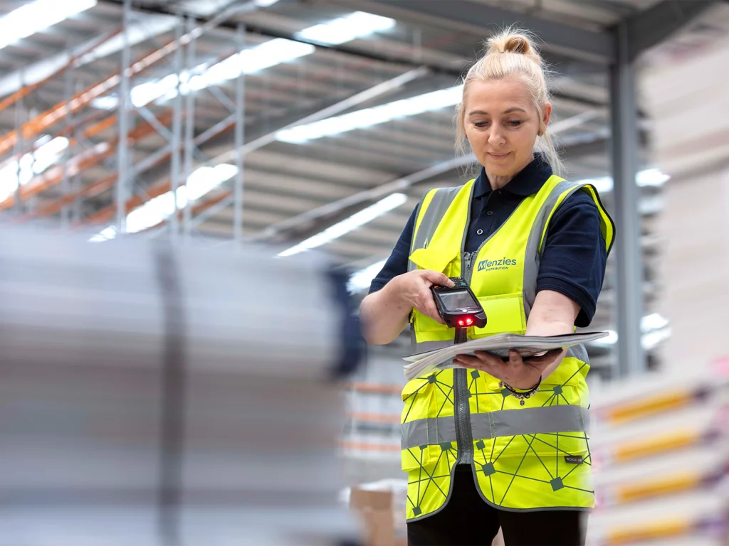 Woman in a warehouse